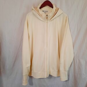 Bradford Exchange Footprints In The Sand  Womens 2X Cream Zip-Up Hoodie NWOT
